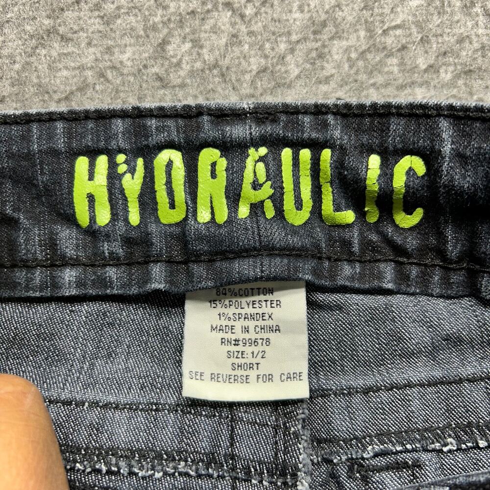 Hydraulic Extreme Slim Jeans Size 1/2 Short Black Gray Skinny Stretch Denim - Picture 7 of 16